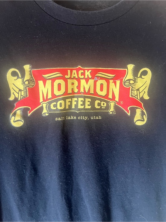 Next Level Apparel Other - Next Level Apparel Black Tee with Red & Gold Jack Mormon Coffee Graphic